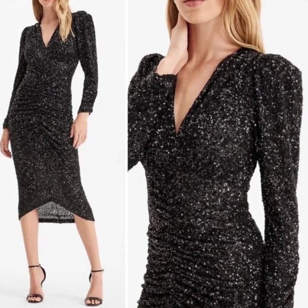 Express Black Sequin Cocktail Dress